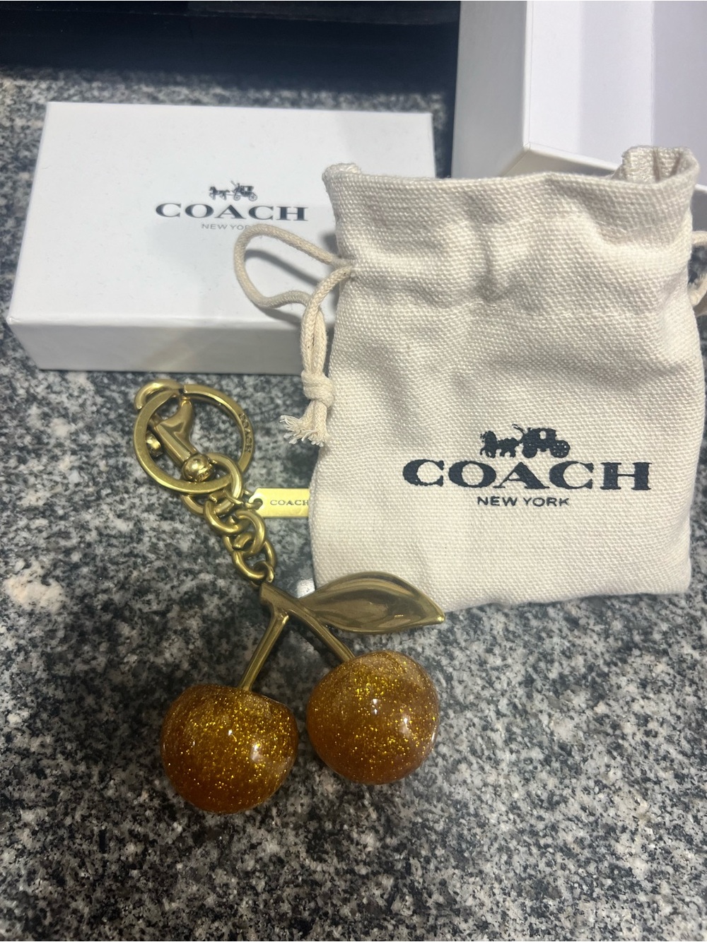 Coach Gold-tone Glitter Cherry Keychain - Gold